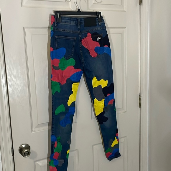 Filthy Wealth Signature Colorful Camo Denim Jeans Size 28 Streetwear - Picture 3 of 6